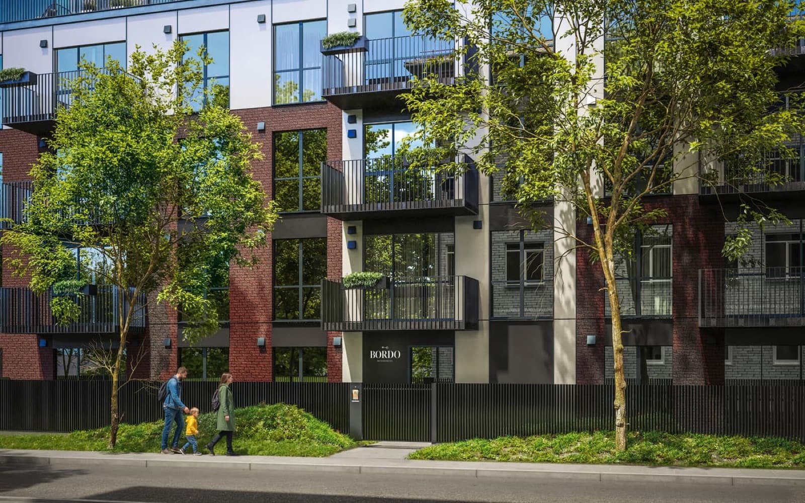 Bordo Rezidences — street elevation with the building's entrance signage.