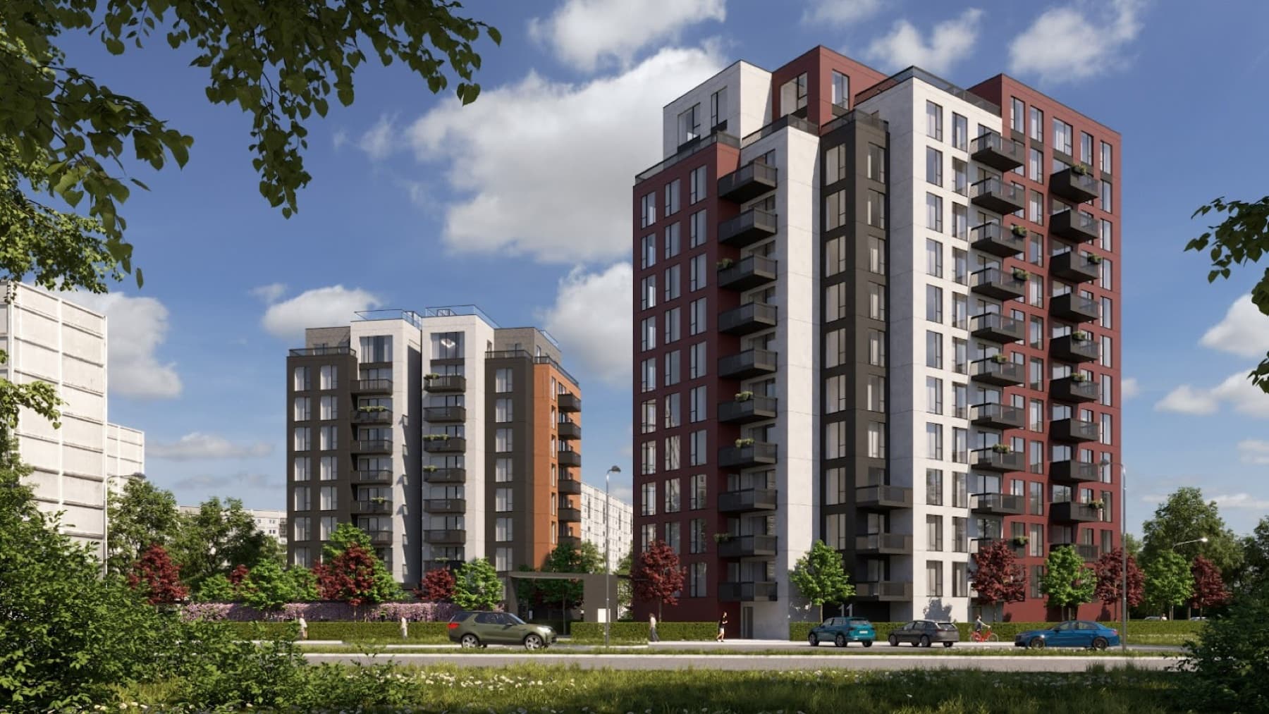 J.Endzelīna Residence — street-corner view of the building.
