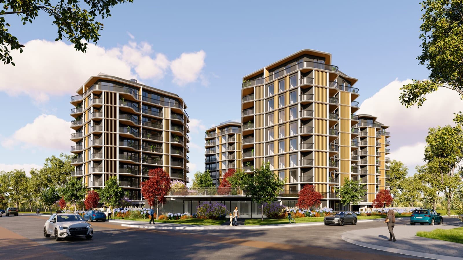 Laktas Street 18 — render of two towers seen from the street.