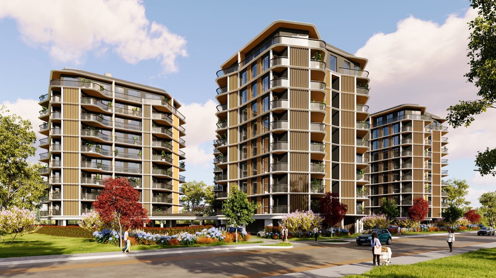 Laktas Street 18 — render of three towers across the junction.