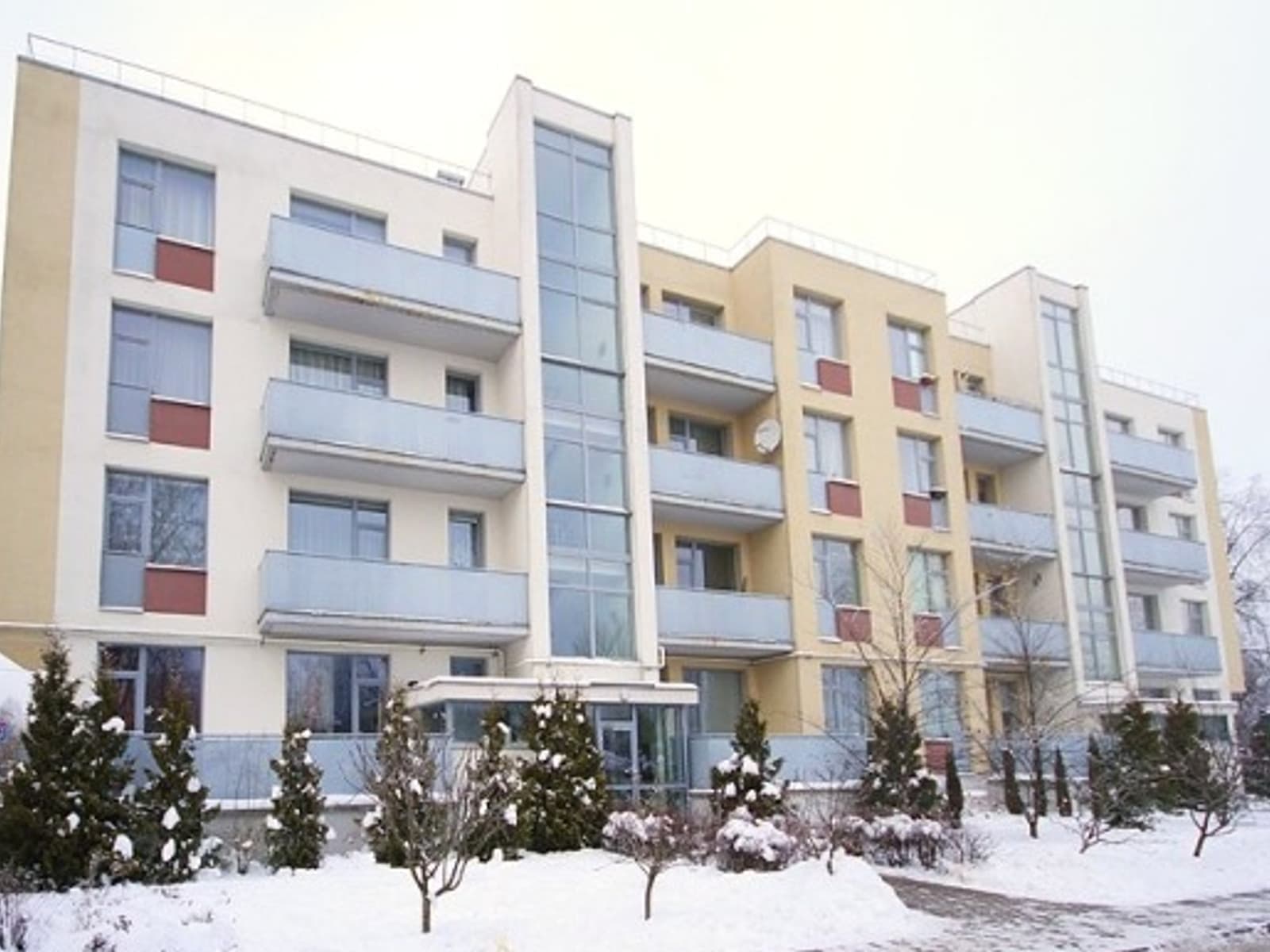 Apartment building at Liepājas Street 78 in winter.
